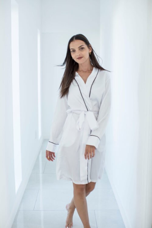 White Midi Satin Luxe Robe