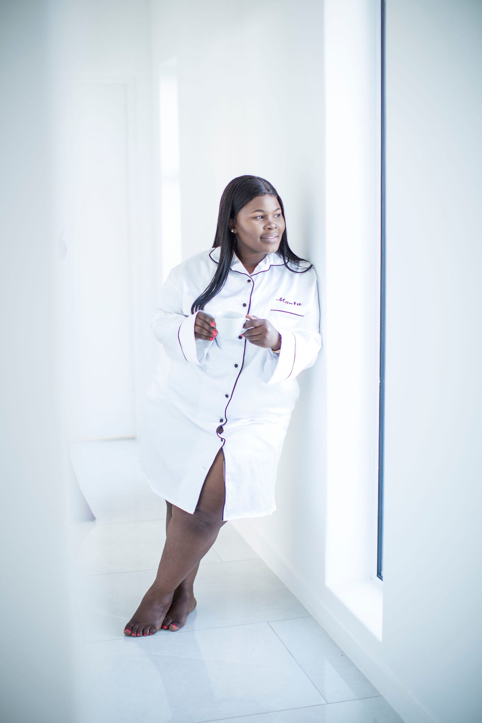 White Midi Satin Night Shirt - Image 4